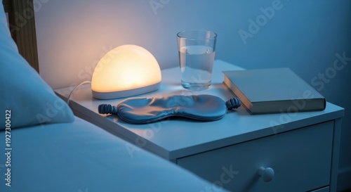 Cozy Nightstand Scene with Soft Light and Relaxation Essentials