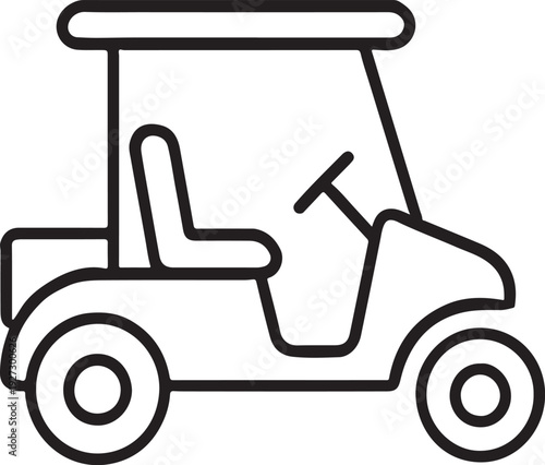 Golf Cart Line Art Illustration, Coloring Book Page Line Art Drawing