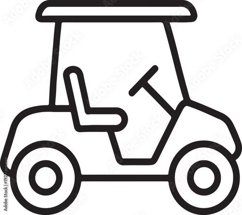 Golf Cart Line Art Illustration, Coloring Book Page Line Art Drawing