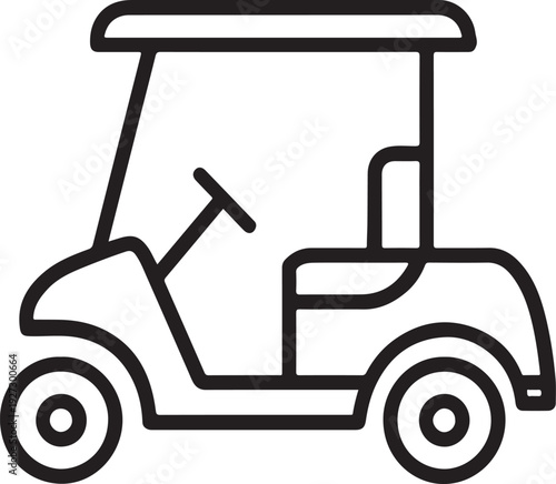 Golf Cart Line Art Illustration, Coloring Book Page Line Art Drawing