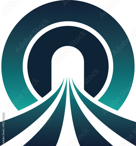 Tunnel Road Circle Logo Journey Path Progress