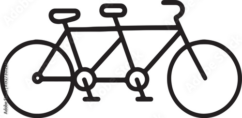 Two people on tandem bicycle ride together bike team concept riding travel contour outline line icon black color vector illustration image thin flat style