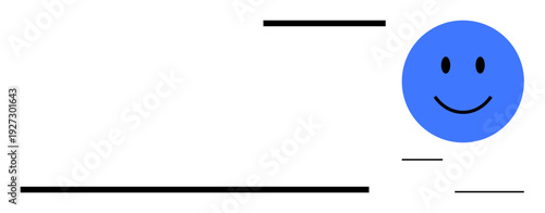 happy face design. A cheerful blue smiley face complemented by abstract lines on a clean white background. Smiley face s positivity, simplicity, and communication. Perfect for minimal art, design