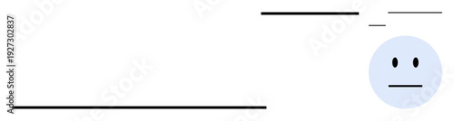 Emotion expression, communication, abstract art, minimalism, conceptual graphics, visual storytelling. A neutral face alongside geometric lines. Emotion expression and communication concept