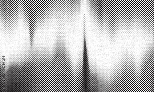 Grunge Halftone paper effect. Halftone crumpled paper texture with black a dotted, rough, and wrinkled surface. Wrinkled white paper in halftone collage style. Vector background
