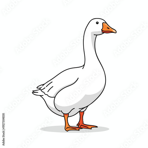 Cute White Duck Illustration in a Minimalist Style for Nature or Wildlife Themes