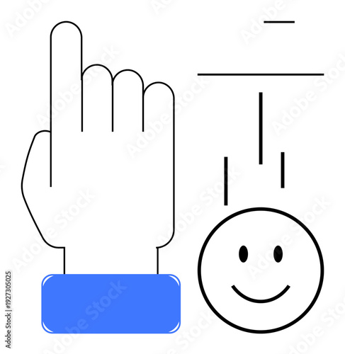 Digital interface concept. Hand gesture suggests interaction in a minimal design. Digital interface focus on user experience and interactive technology. For apps, UX design, education, innovation