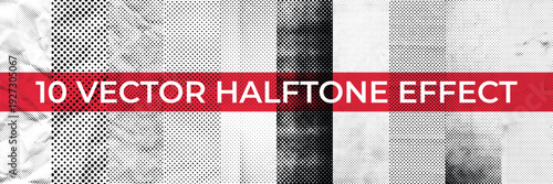 Grunge Halftone paper effect. Halftone crumpled paper texture with black a dotted, rough, and wrinkled surface. Wrinkled white paper in halftone collage style. Vector background