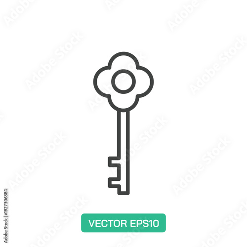 Ornate Classic Key icon. Thin line icon vector