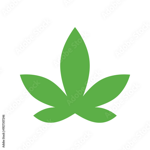 Green cannabis leaf vector clipart isolated on white background for medical and recreational use