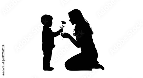Mother and child bonding silhouette mother's day love family connection Vector