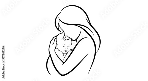 Mother's day love: a heartwarming illustration of a mother holding her baby Vector