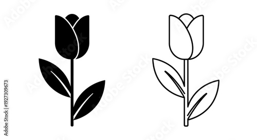 Mother's day tulip flower bouquet icon set for celebration and gift Vector