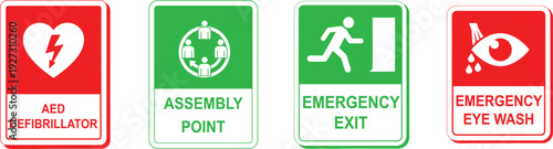 Emergency signs and symbols exit eye wash assembly point