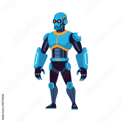 Futuristic Humanoid Robot Character with Blue Armour