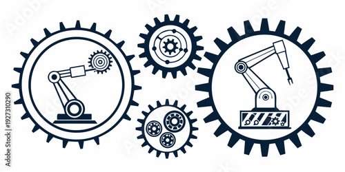 Intricate mechanical gears and industrial equipment illustration in black and white