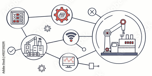 Illustration of interconnected systems and processes in a networked environment