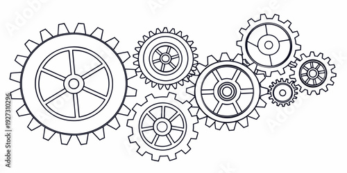 Intricate mechanical gears illustration showcasing interconnected components