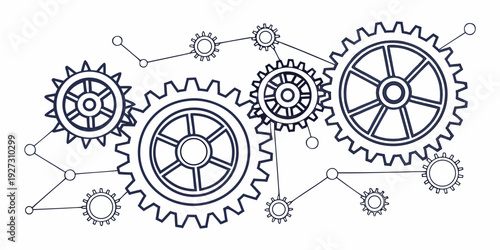 Intricate mechanical gears illustration showcasing interconnected components