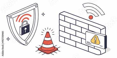 A visual representation of network security and firewall protection