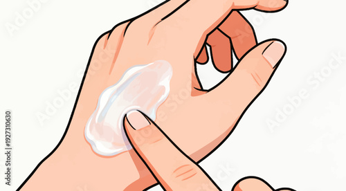 Woman applying moisturizing cream or lotion to her hand for skin care