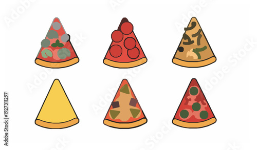 Pizza Slice Icons Vector Pack Flat Minimal Food Illustration for Apps and Menus