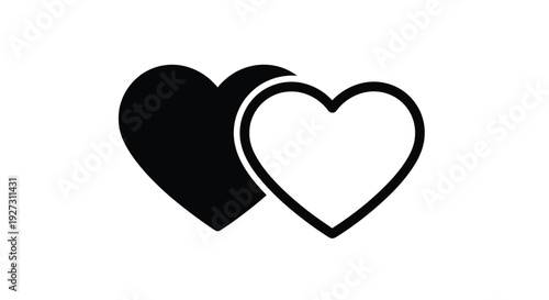 Two overlapping hearts displayed in a striking black silhouette