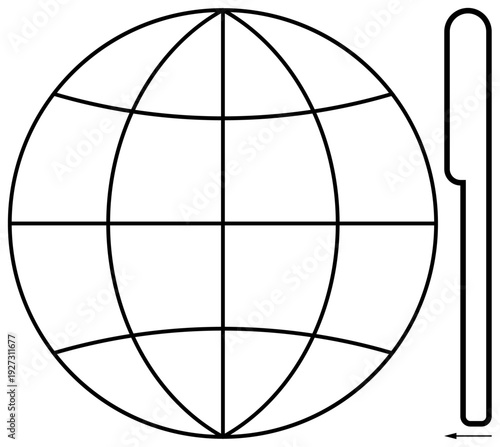 Globe concept. Globe outlines with grid lines and abstract marker global coverage, navigation, and connectivity. Ideal for maps, global business, travel, and geography visuals