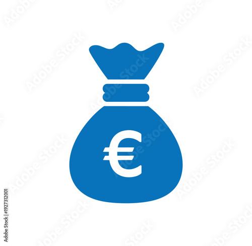Blue euro money bag icon symbolizing european currency and financial transactions