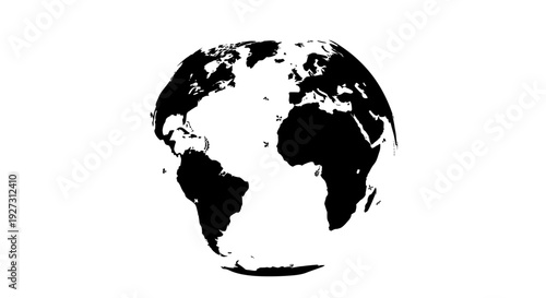 Black silhouette illustration of the Earth on a white background, symbolizing World Forest Day and the global importance of natural forests and ecosystems.
