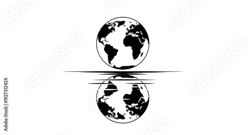 Black silhouette illustration of the Earth with reflection, symbolizing World Forest Day and International Day of Forests on a white background.