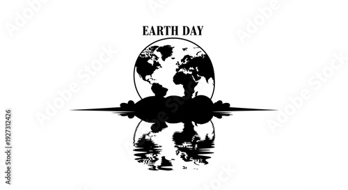 A black silhouette illustration of a globe with trees and a plane flying around it, symbolizing World Forest Day and International Day of Forests, against a clean white background with