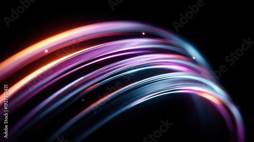 Dynamic light trails create a sense of motion and energy in this abstract artwork.
