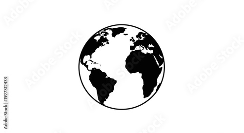 Black silhouette illustration of the Earth celebrating World Forest Day on a white background with a natural theme.