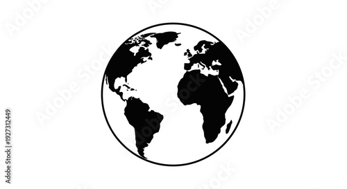 Black silhouette illustration of the Earth on World Forest Day, symbolizing global forest conservation efforts in a simple design.