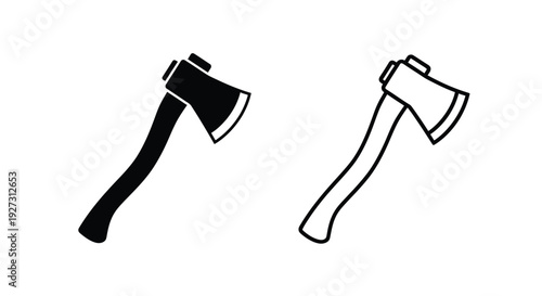 Two axes one filled and one outlined shown in a stark contrast silhouette