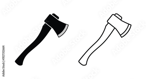 Two axes depicted in contrasting styles one as a silhouette