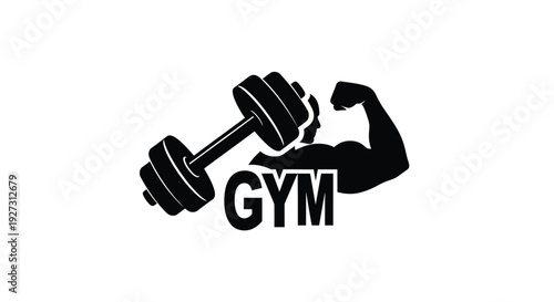 Strong arm flexing with a barbell a gym fitness illustration silhouette