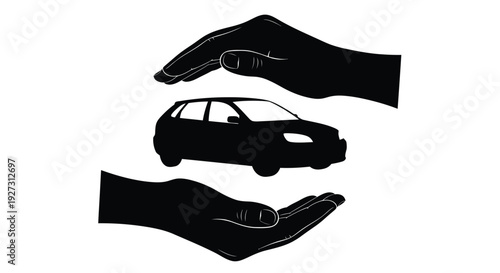 Protecting a vehicle with hands a striking black silhouette