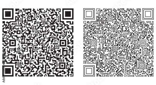 Two black and white QR codes on a plain Transparent Background for scanning and encoding purposes.