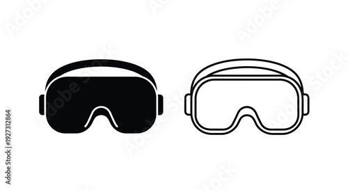 Two styles of virtual reality headsets a filled and outlined silhouette