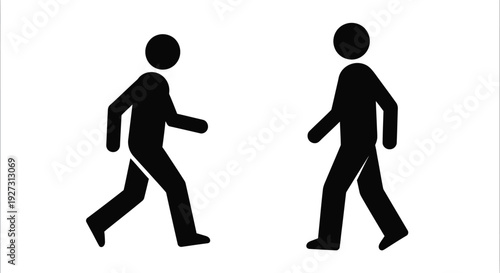 Two figures walking depicted in a stark black silhouette