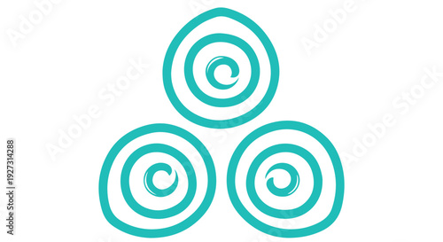 Simple teal spiral logo design with three concentric circles on a Transparent Background, symbolizing harmony and balance.