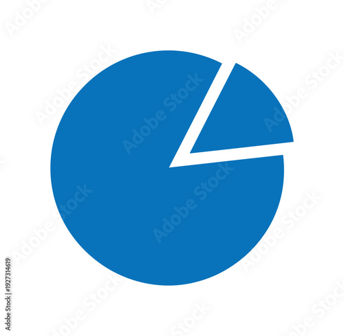 Simple blue pie chart with one section cut out for data visualization  basic graph