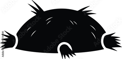 silhouette cute furry monster character crawling on the ground vector design