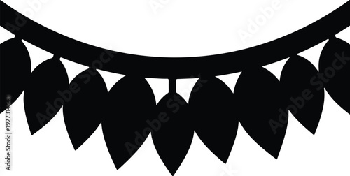 silhouette decorative branch with hanging pointed leaf shapes for border vector design