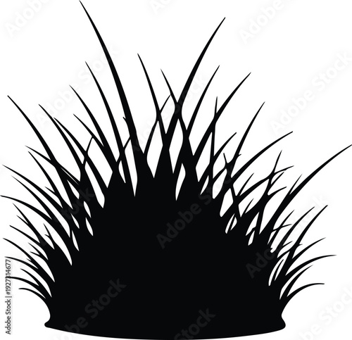silhouette dense cluster of wild green field grass plant vector design