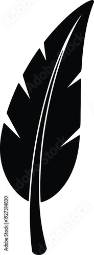 silhouette minimalist black bird feather icon isolated on white background vector design