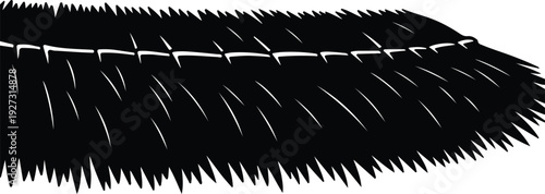 silhouette of a prehistoric animal tail with furry texture vector design