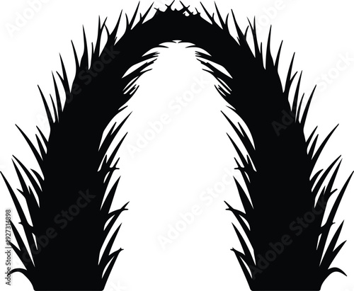 silhouette of a prickly grass arch frame for natural border vector design